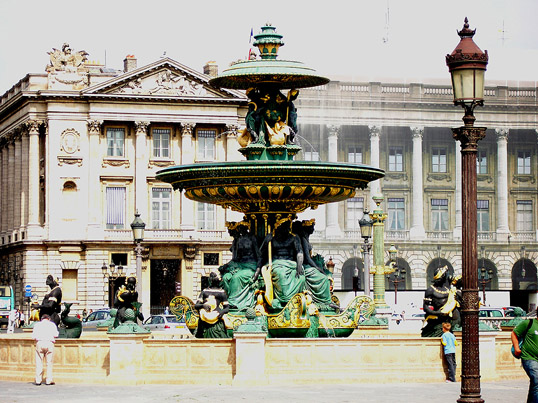 allegorical fountains on Place de la Concorde